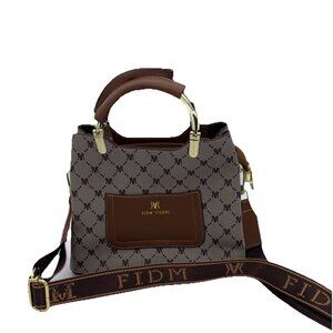 FIDM YIQBEI Brown Gray Purse Strap Preowned Excellent Condition
